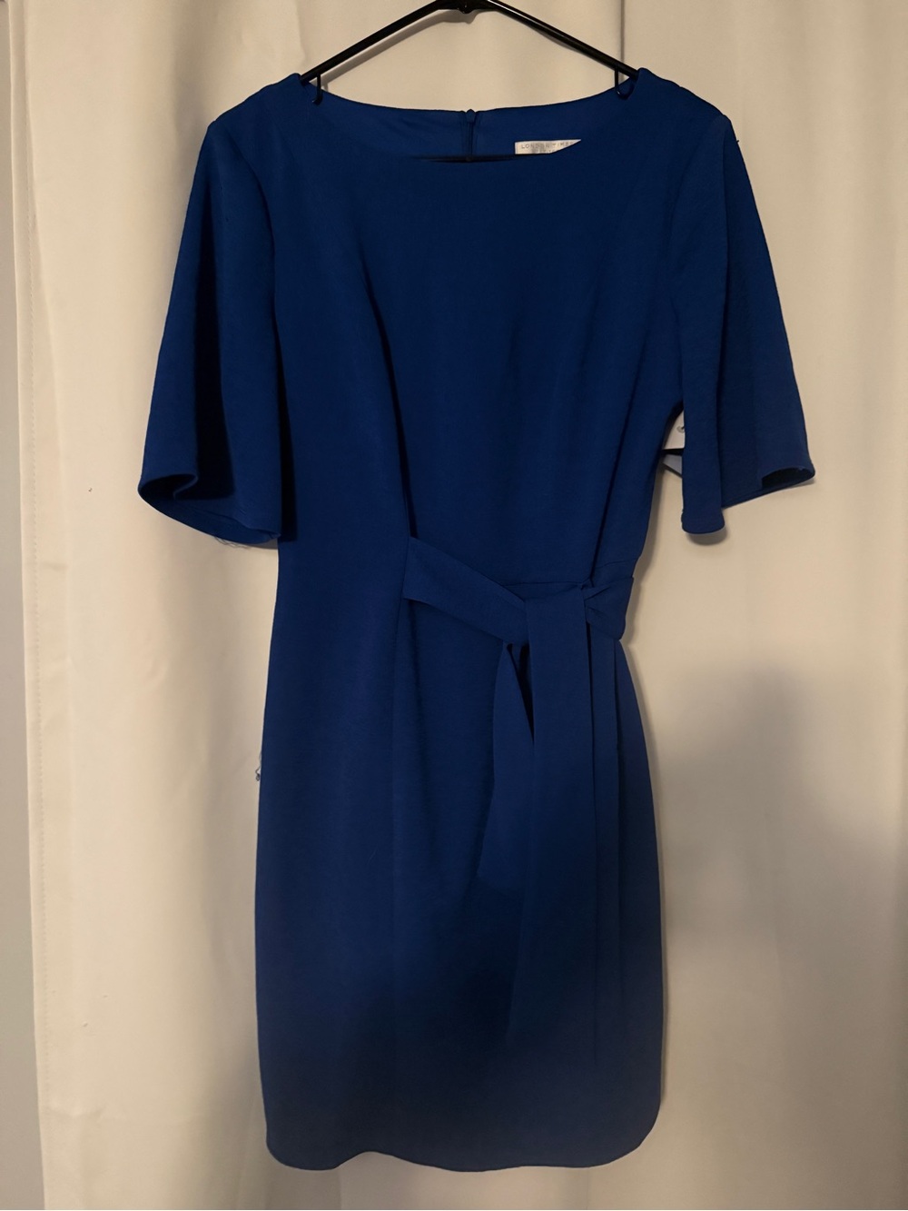London Times Cobalt Blue Midi Dress with Tie Waist